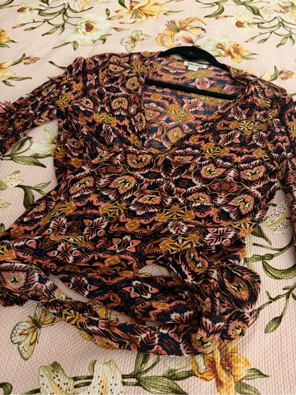 Billabong Rust Multi Floral Tie-Front Top